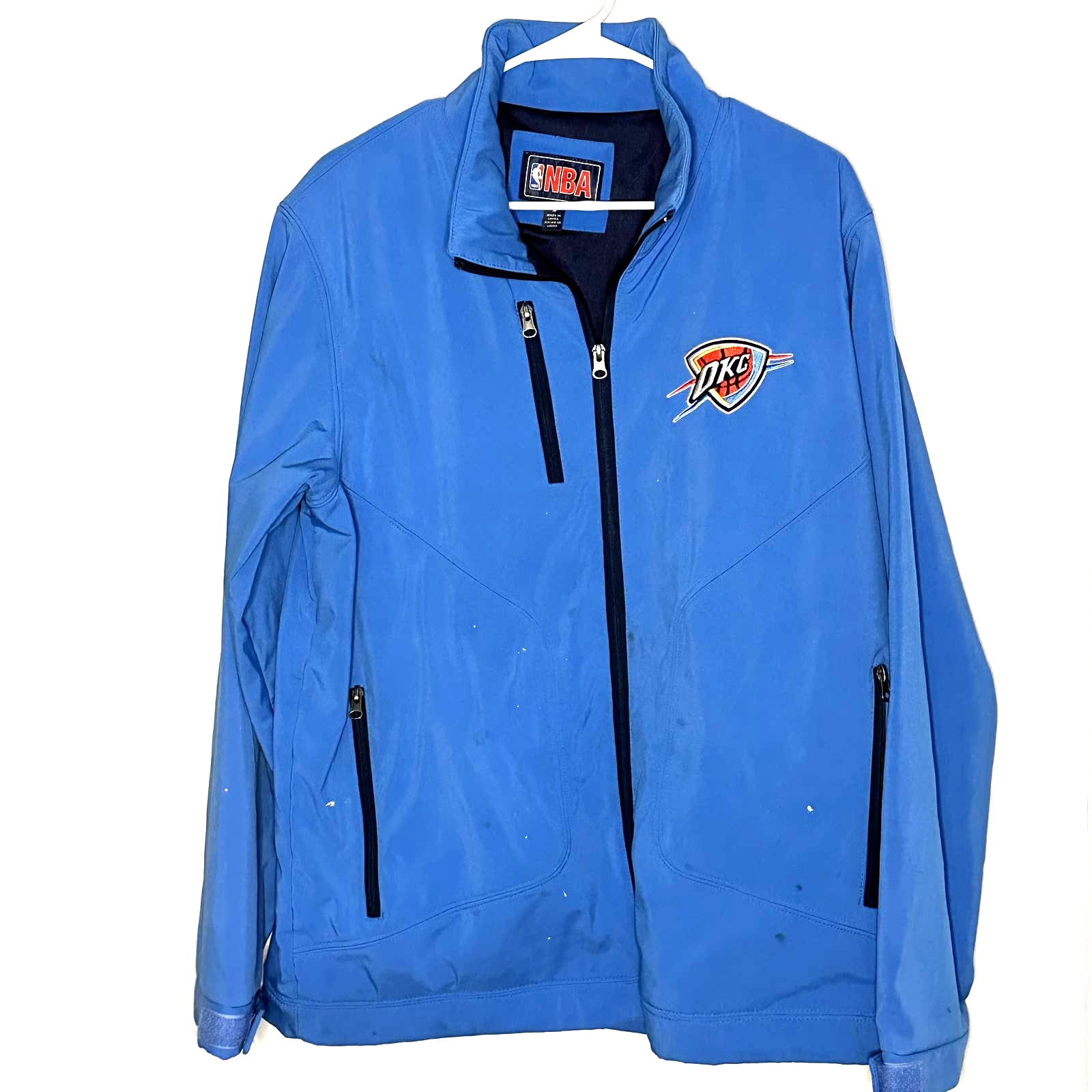 Vintage Oklahoma City Thunder NBA Fleece-Lined Mens Zip Up Jacket Medium PAINT