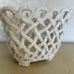 Vintage Spanish Pottery Porcelain Twisted Rope white Basket vase flower floral h
