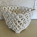 Vintage Spanish Pottery Porcelain Twisted Rope white Basket vase flower floral h
