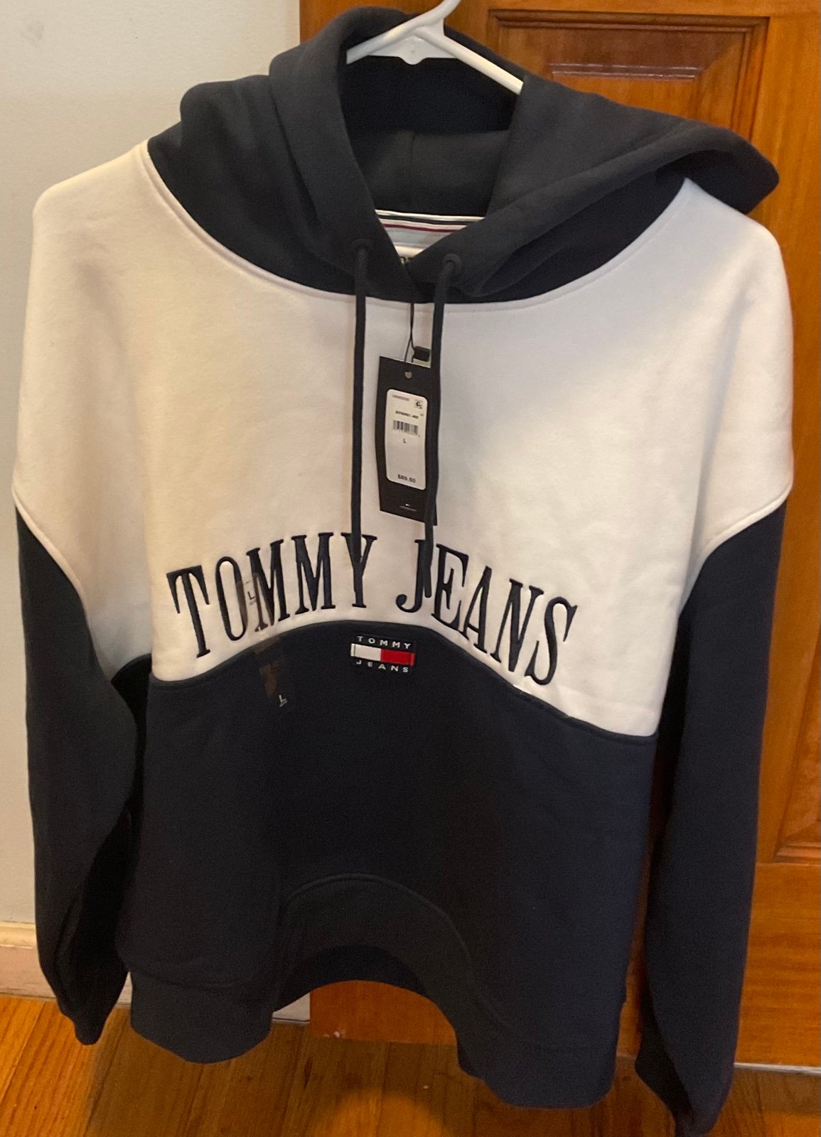 Tommy Hilfiger hoddie women Large White and Blue