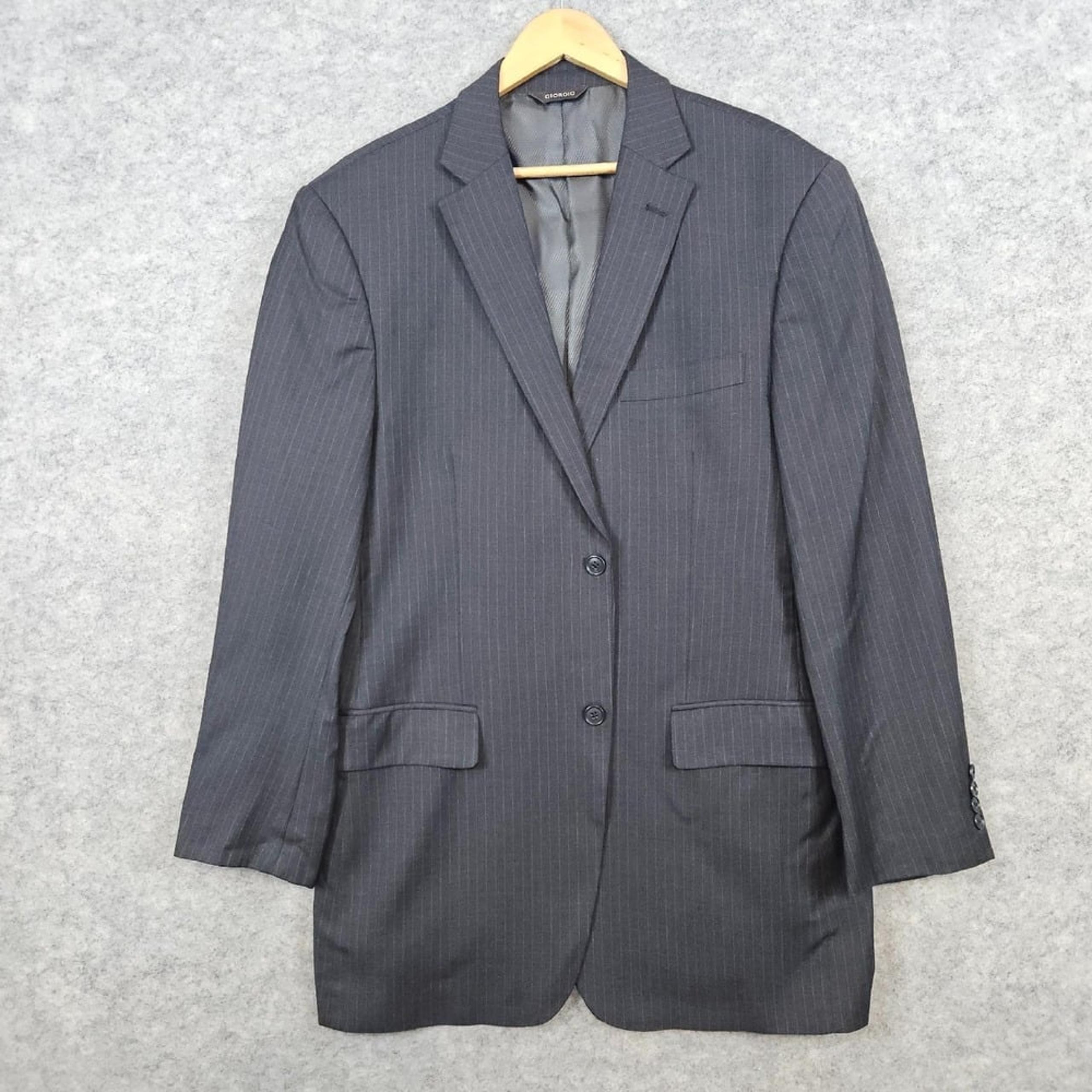 Giorgio Cosani Men's Blazer Gray Pinstriped Size 42L Wool/Cashmere MINOR FLAWS