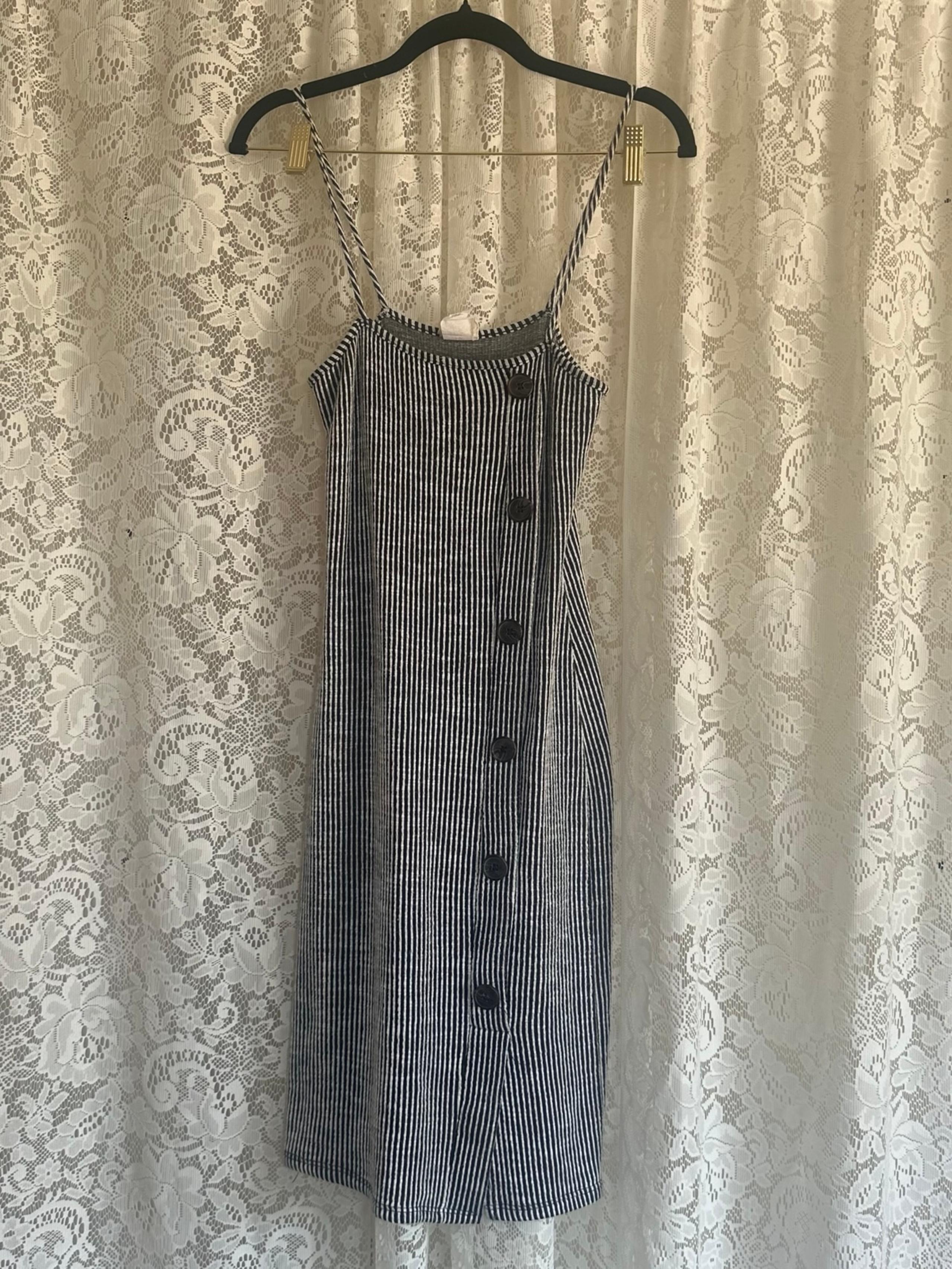 Striped Midi Dress with Button Front - Caution To The Wind