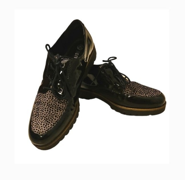 REMONTE Formal Casual Lace Up Shoes Size 38 ( US 7.5)Animal Print Black