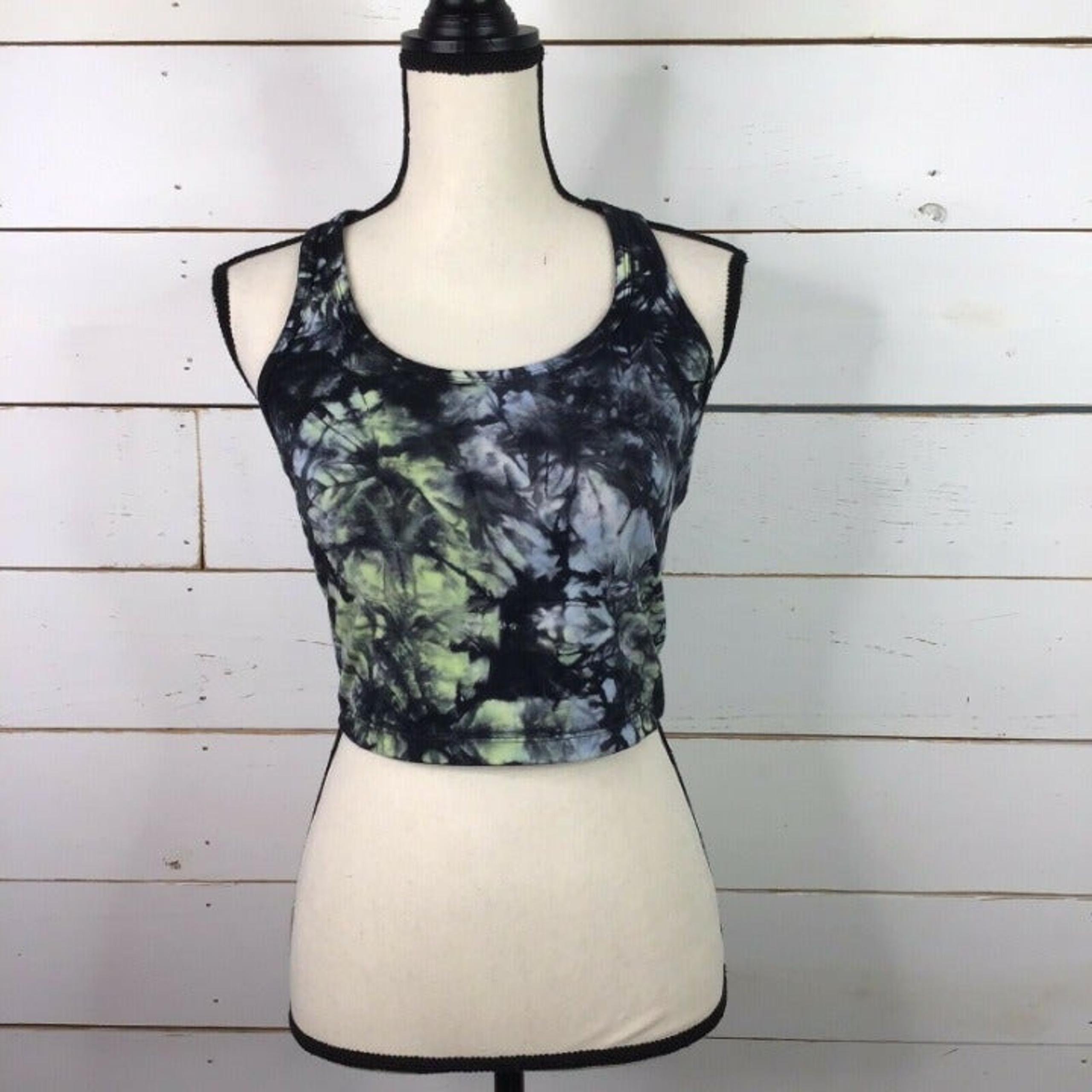 New Calvin Klein Cropped Activewear Top Tie Dye Green Glow Women's XL