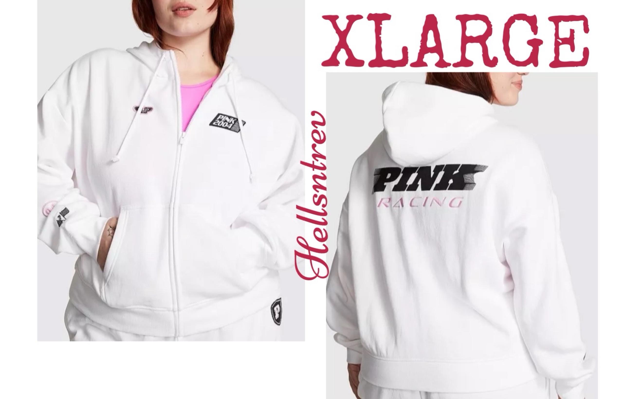Victoria's Secret PINK RACING Everyday Fleece Relaxed Full-Zip Hoodie XLARGE