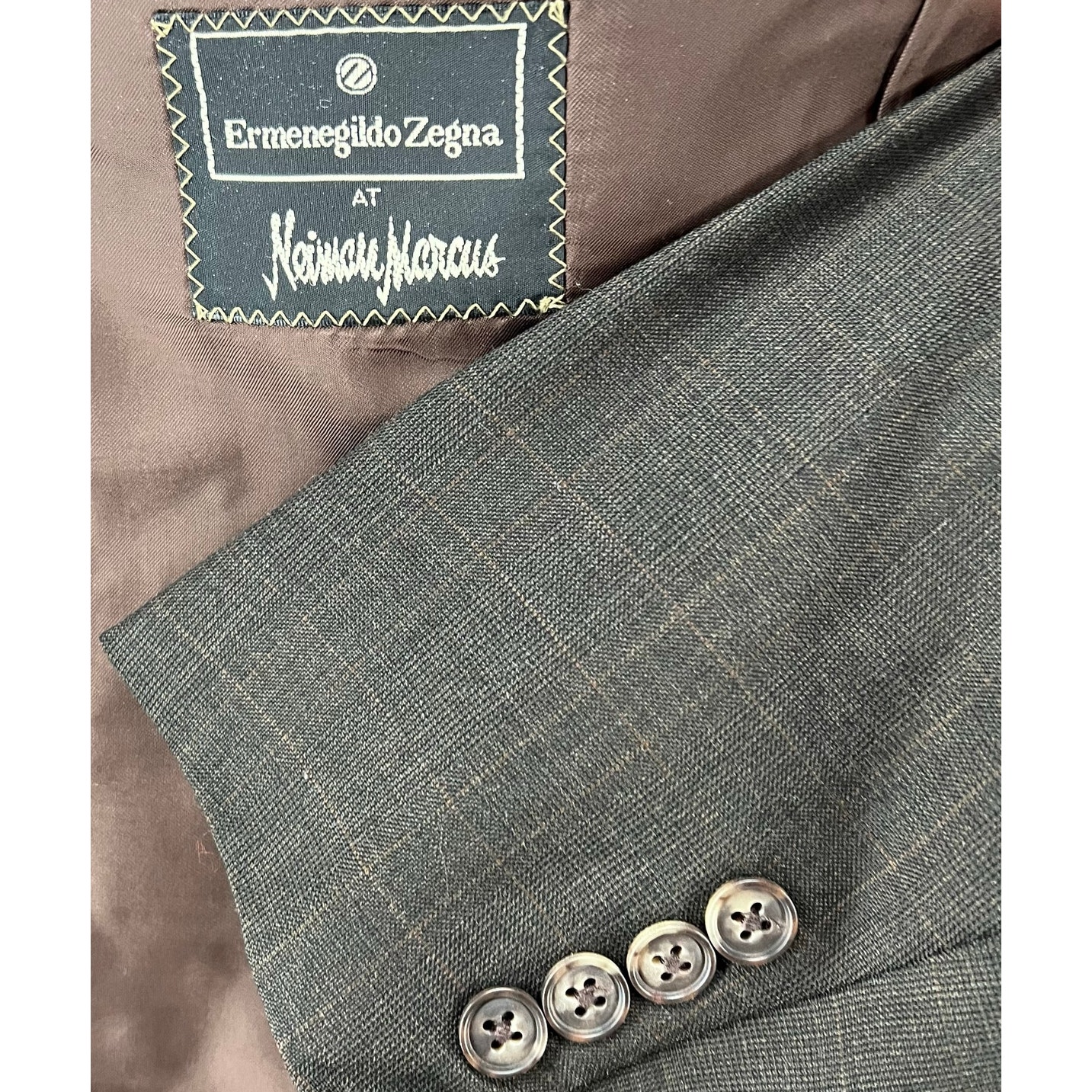 Ermenegildo Zegna Suit Jacket 42R 52 Brown Plaid Wool 3 Button Super100's Blazer