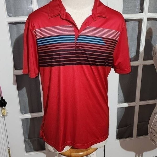 Sligo Mens Red Striped Polo Golf Shirt Large