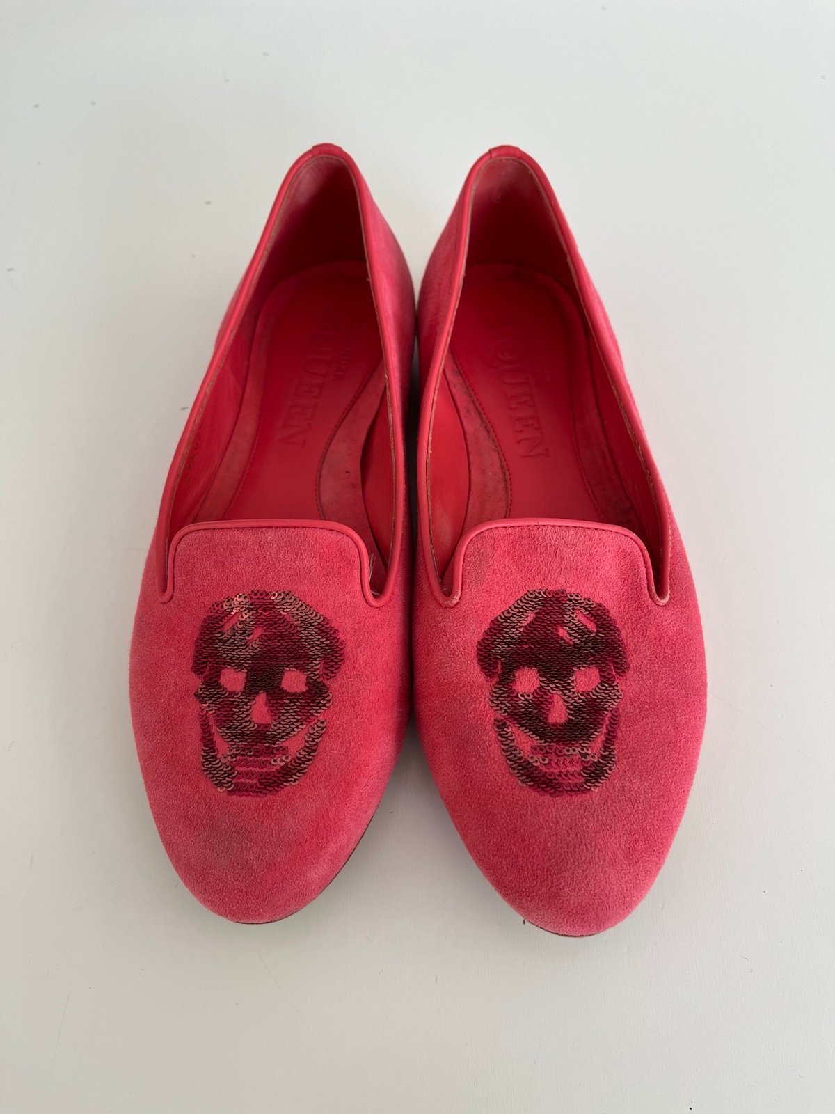 Auth ALEXANDER MCQUEEN Suede Skull Loafers