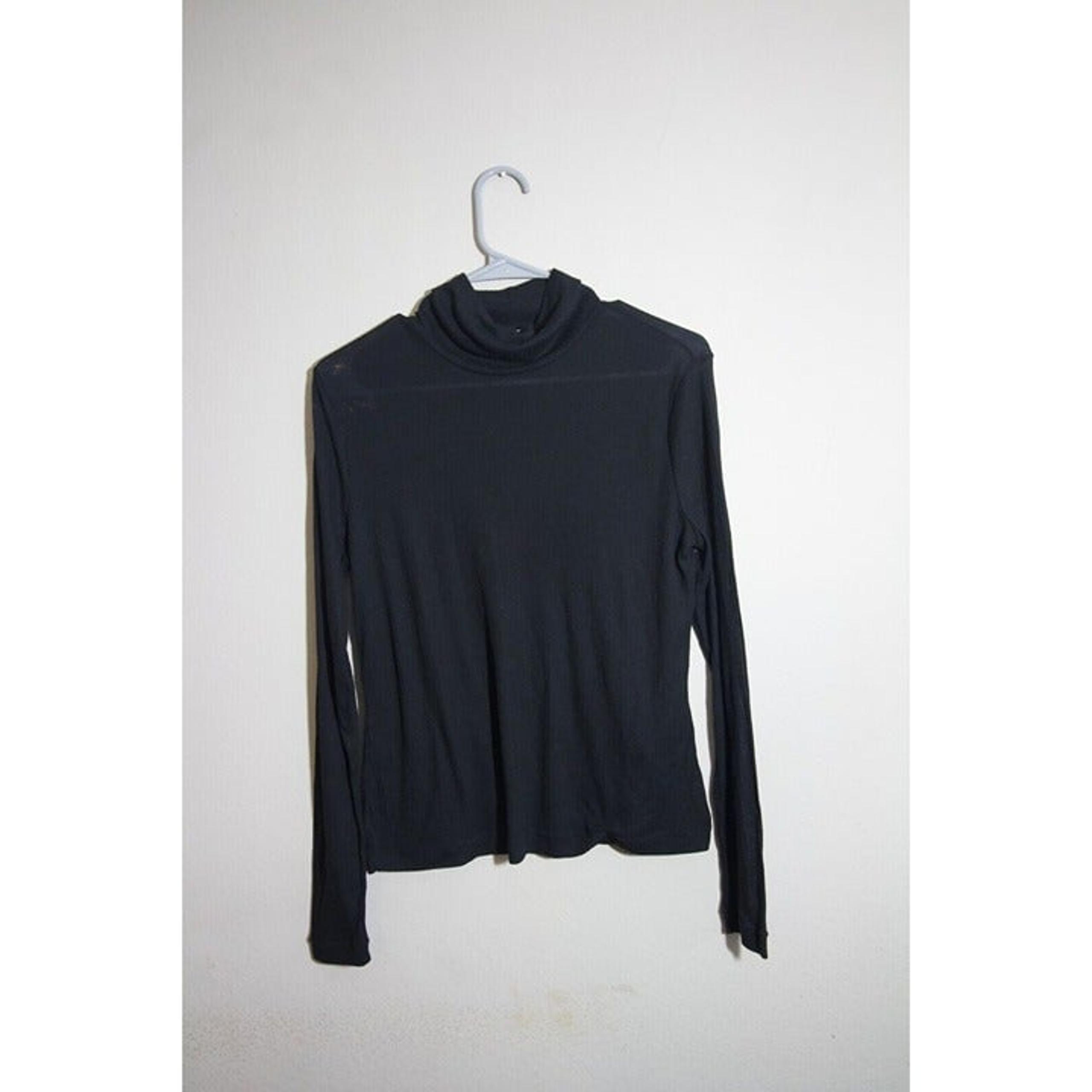H&M Divided Womens Long Sleeve High Neck Top Blouse Black Solid Size L