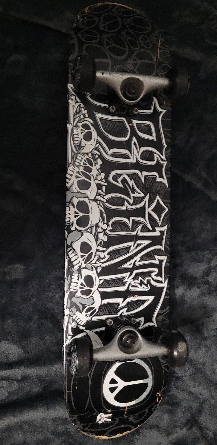 ULTRA RARE Blind Vintage Skateboard Black White Reaper Peace Skulls