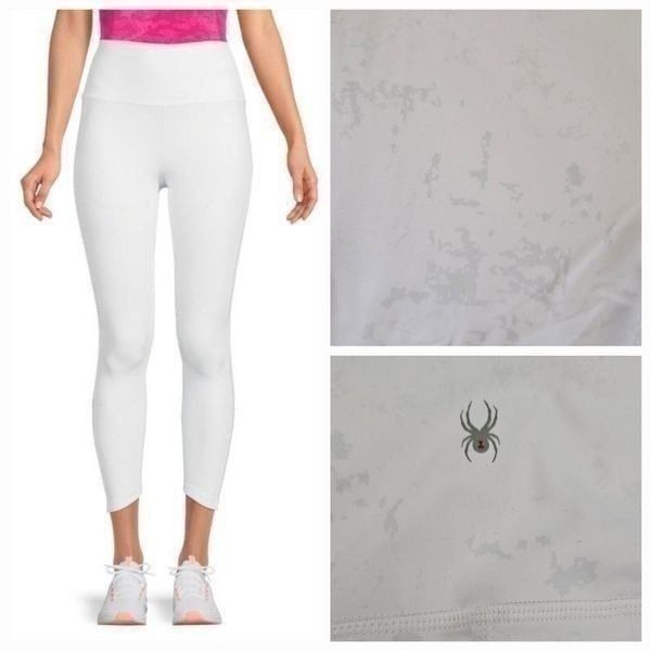 SPYDER Women's Shatter Print Ankle Yoga Leggings Marble White Size L NEW 88