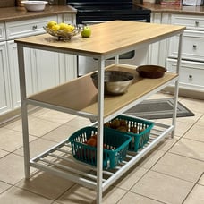 Kitchen Island with 3 Shelves, 39.4 Inches Width Kitchen Shelf w/ Large Worktop