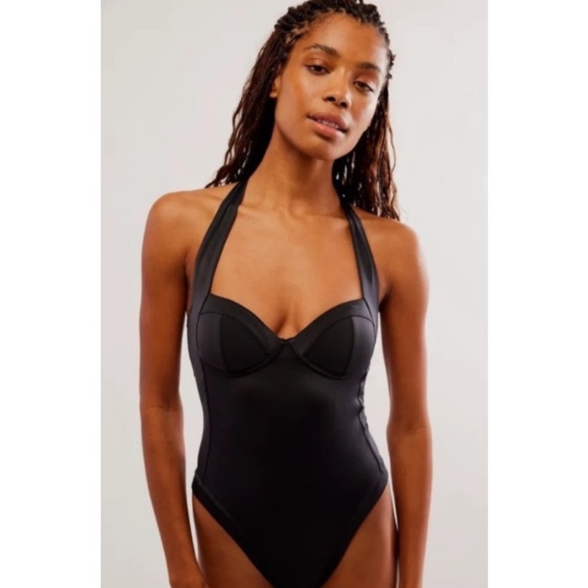 We are HAH Pull Thru Black One Piece Swimsuit - M