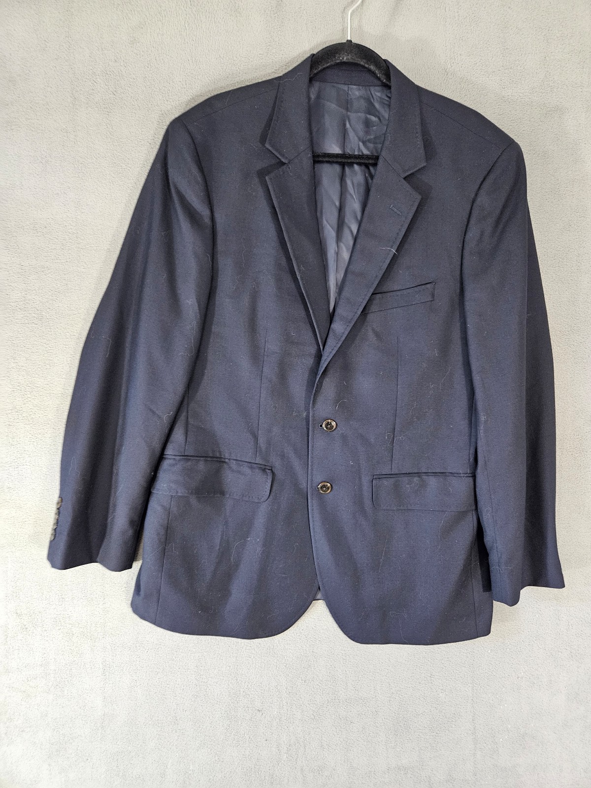 Eddie Bauer Jacket Blue Flannel Wool Nylon Blend Sport Coat Blazer 44R