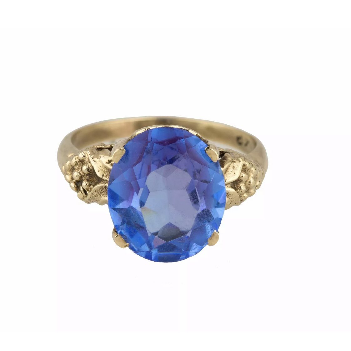 10K Yellow Gold 12x10mm Glass Oval Cut C