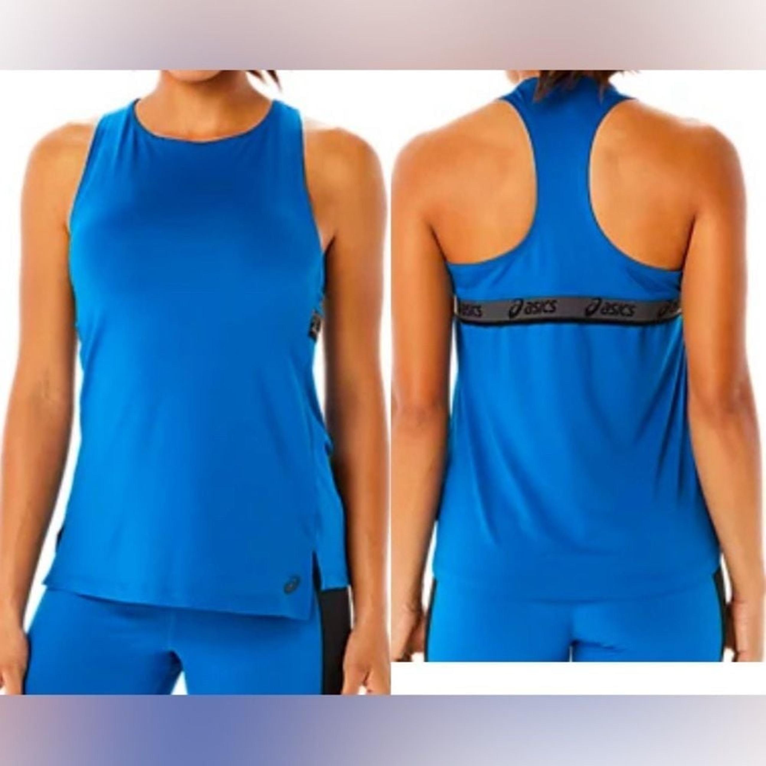 Asics Women's fit Sana tank top t-shirts activewear top racerback blue size 2XL