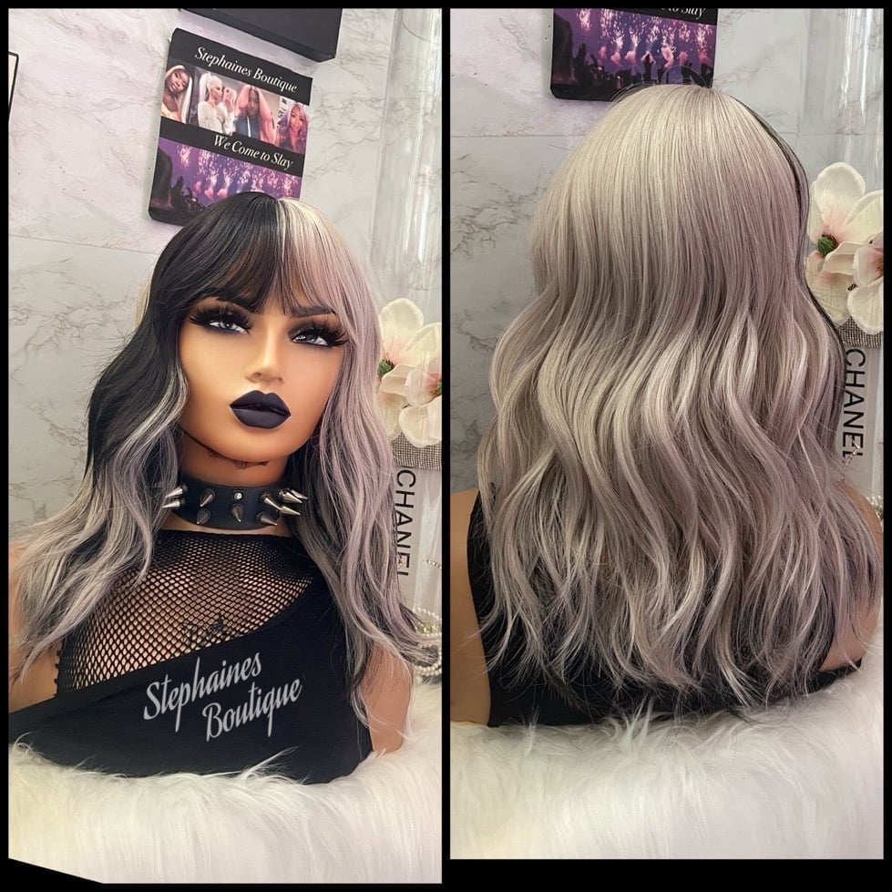 Human Hair Blended Bang Wig