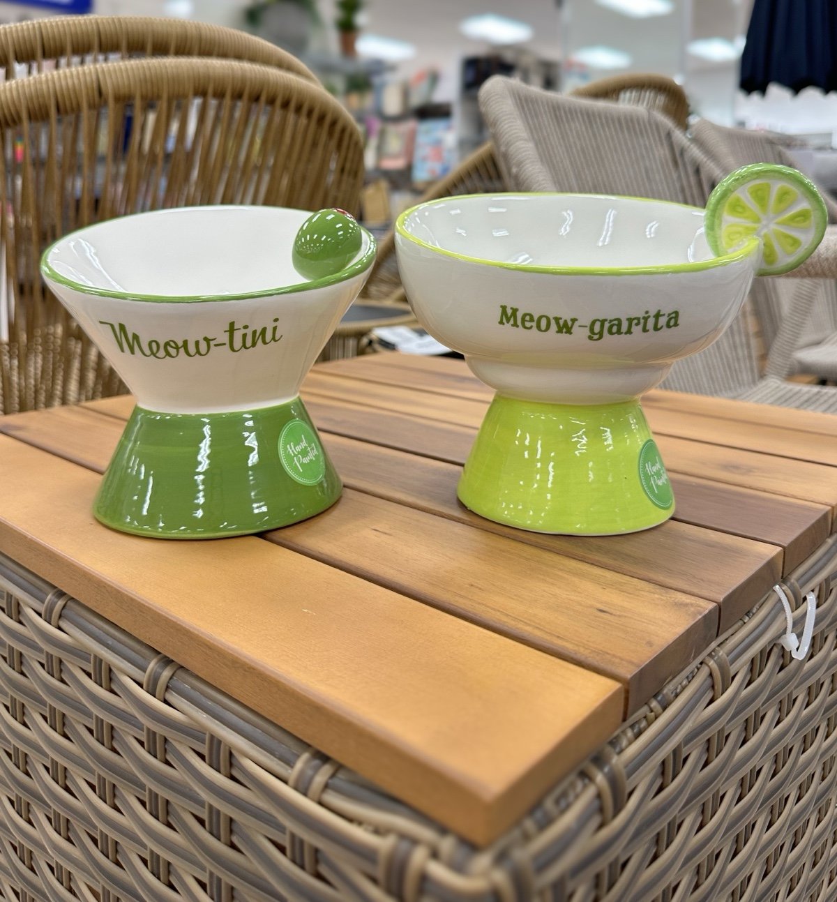 Luna and Sage Meow-Tini & Meow-Garita Hand Painted Cat Dishes