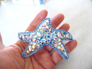 Starfish Barrette Bridal Sapphire Rhinestone Beachy Wedding Vintage BeadRage