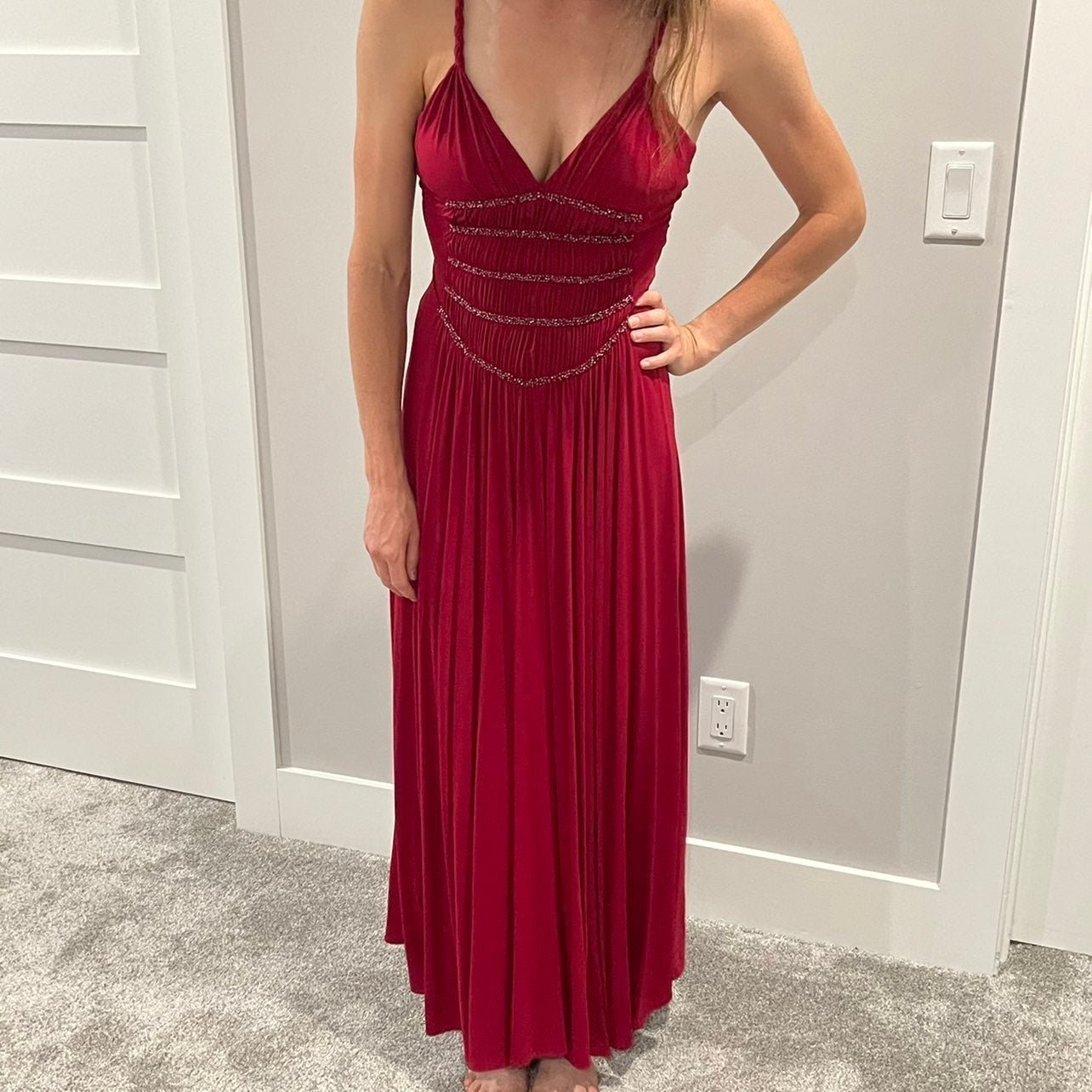Vintage BCBGMazAzria Red Beaded Gown