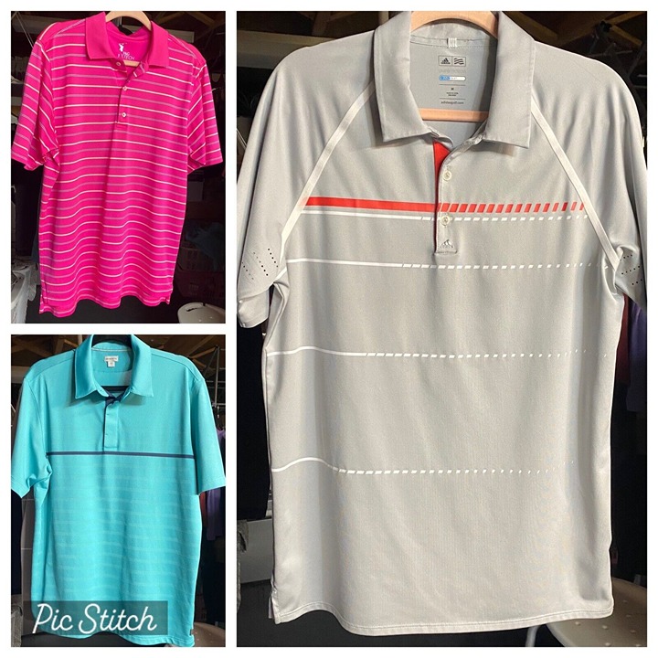 Set of 3 Mens Size M Golf Polo Shirts - Adidas, Ashworth and F & G Tech