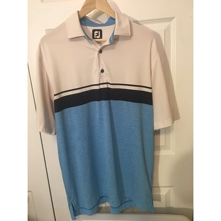 Footjoy FJ Blue & White Men’s Sz L Golf Polo Shirt