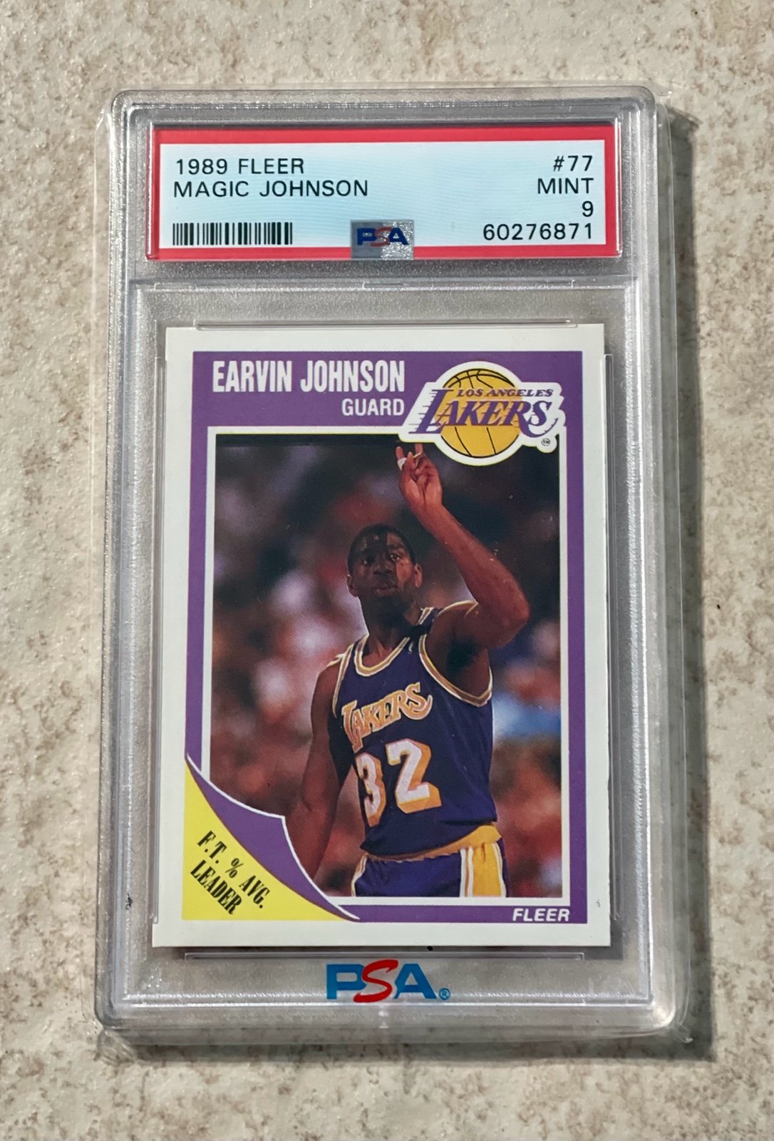 1989 Fleer #77 Magic Johnson Lakers NBA Basketball Card Graded PSA 9 Mint