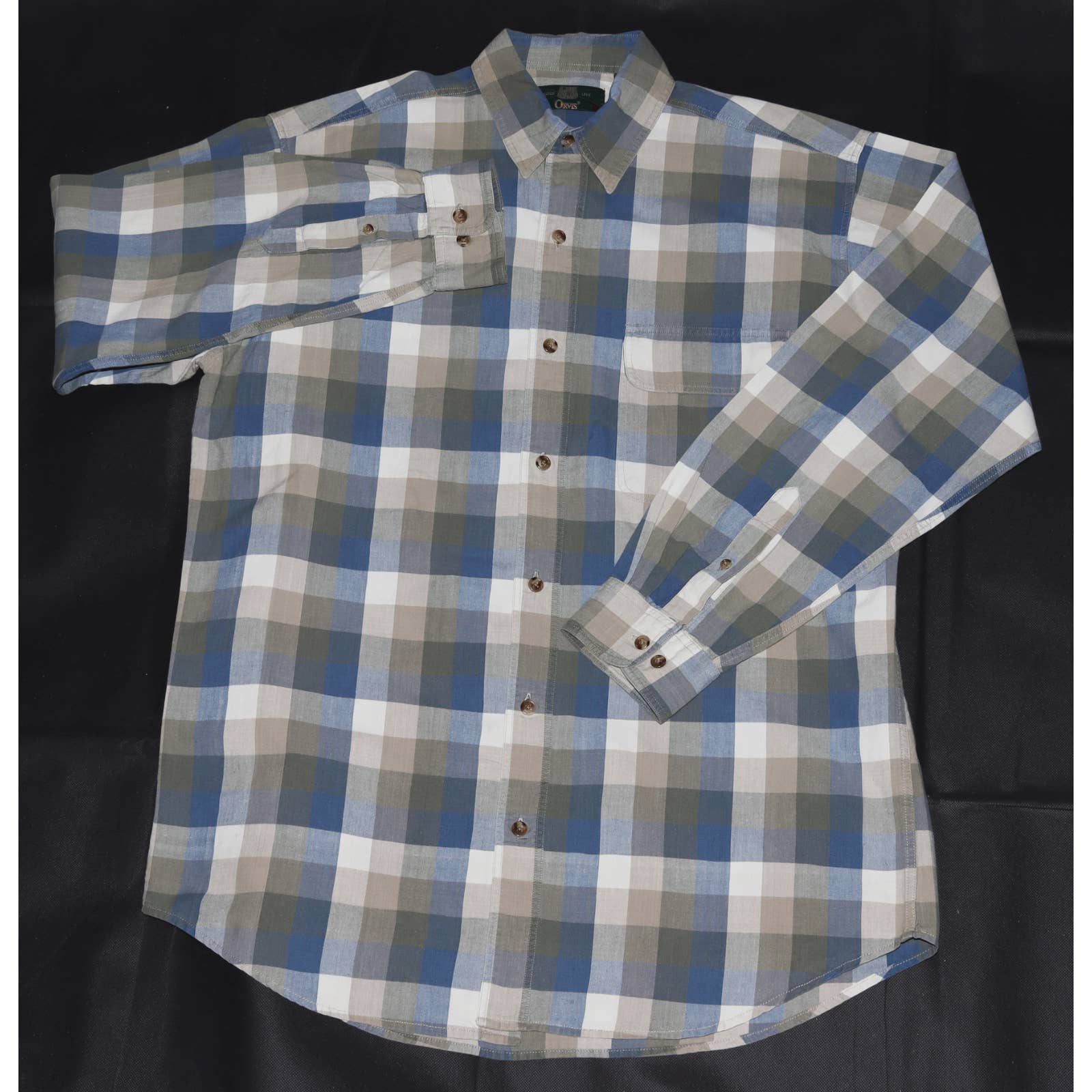 Orvis Men's Long Sleeve Button Front Shirt Size Large