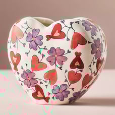 Anthropologie The Mud Fairy Blooming Hearts Stoneware Heart Vase Collectible NWT