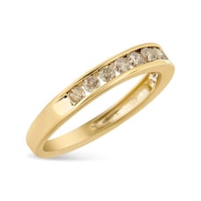 14K Yellow Gold Plated .925 Sterling Silver Champagne Diamond Ring