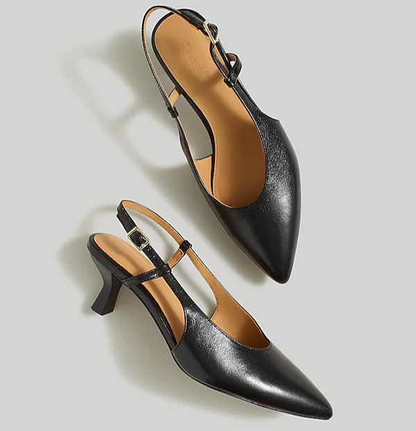 New MADEWELL Size 9 The Debbie Slingback Pump in True Black Leather 158 NO289