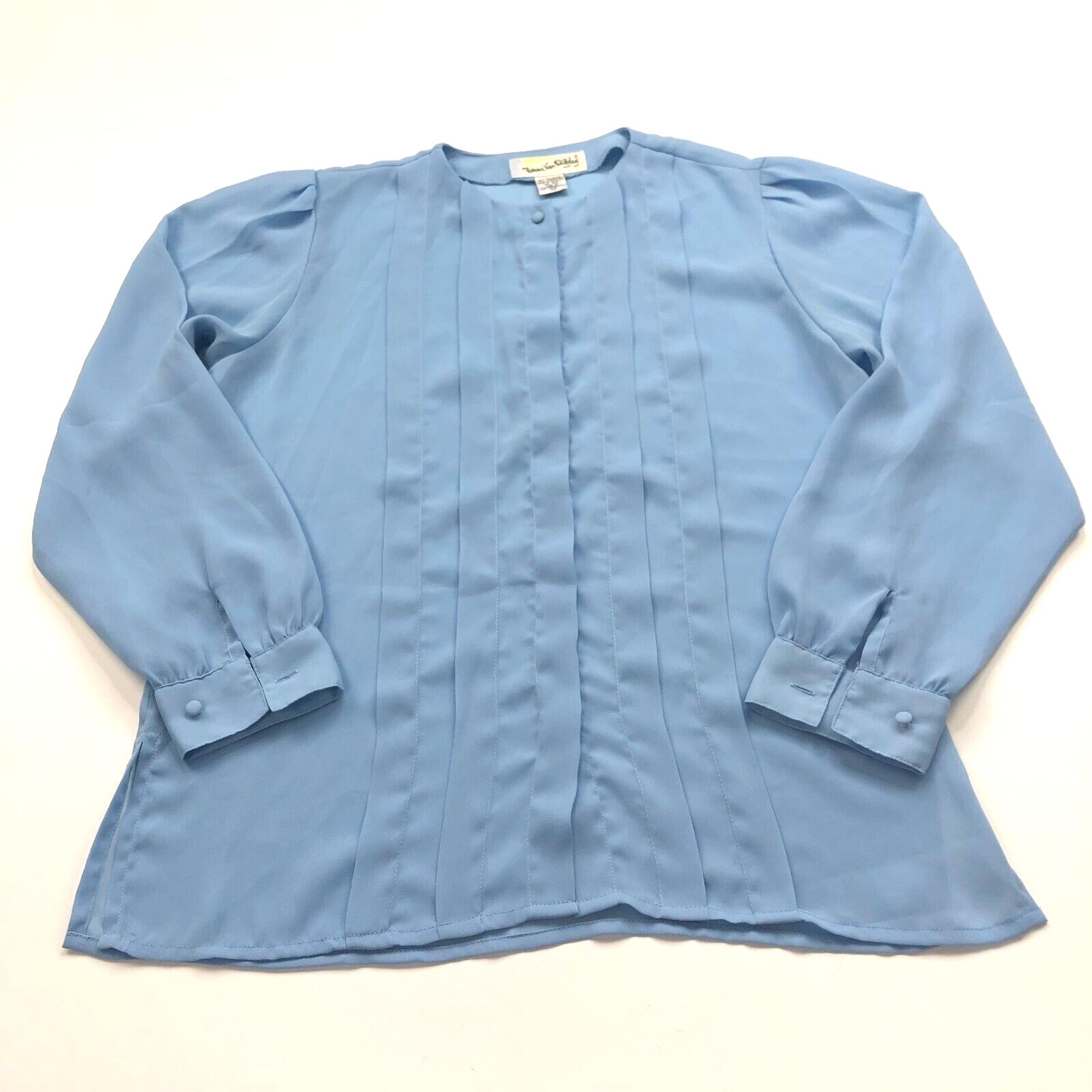 Diane Von Furstenberg Vintage VTG 6 Button Long Sleeve Shirt Blouse Blue MINT