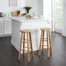 Natural Wood Backless Indoor Bar Stool, Fully Assembled,-FJKSLJ251