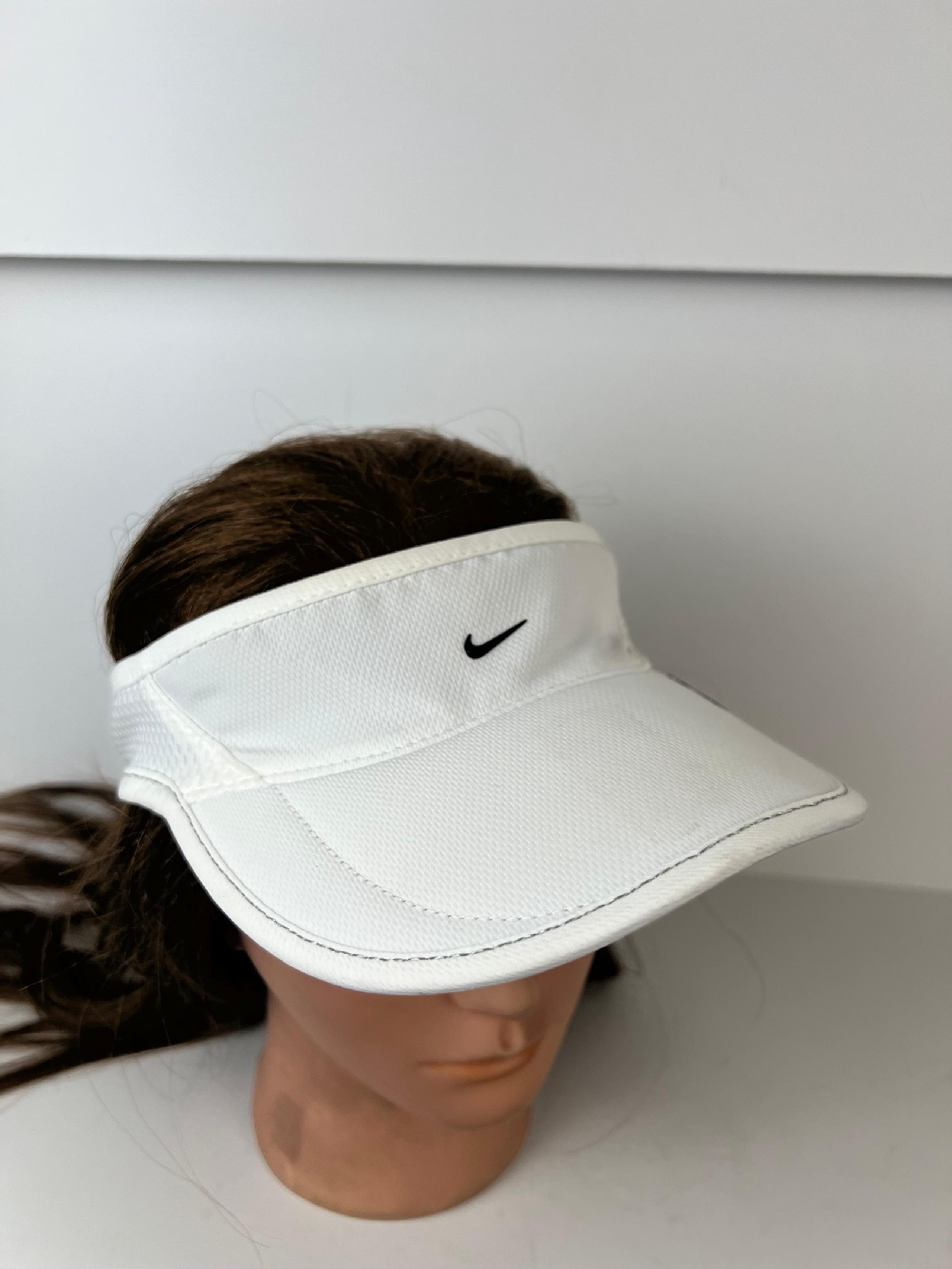 Nike WHITE Mini Swoosh NIKE MEN-WOMEN'S CAP DRI-FIT RUNNING VISOR DAYBREAK HAT