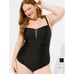 NWT Torrid Black Slim Fix Wireless Lattice Front One Piece Swimsuit Size 6/6X/30