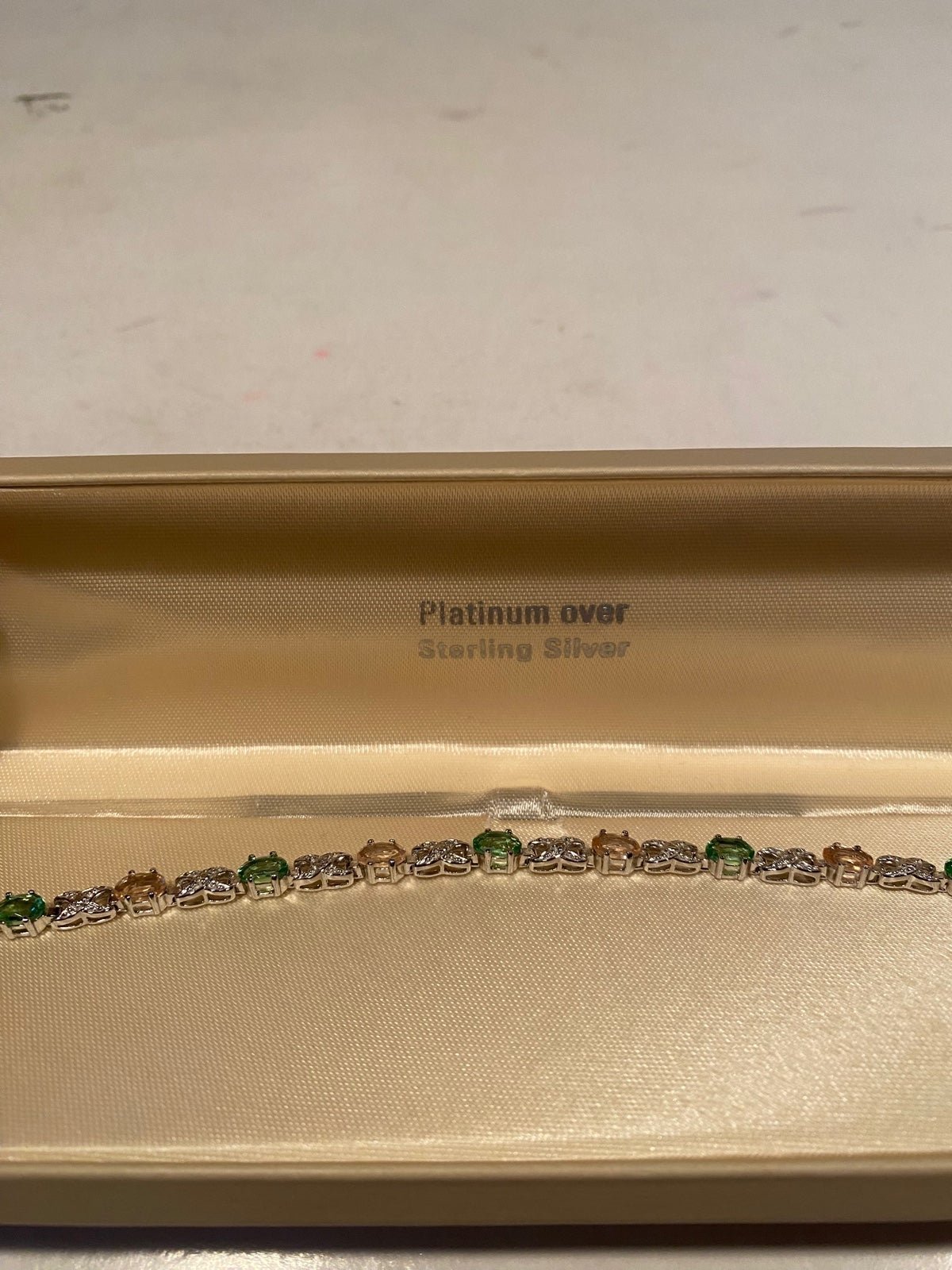 Vintage Platinum Multi Color Stones Diamond Crust Tennis Bracelet NIB