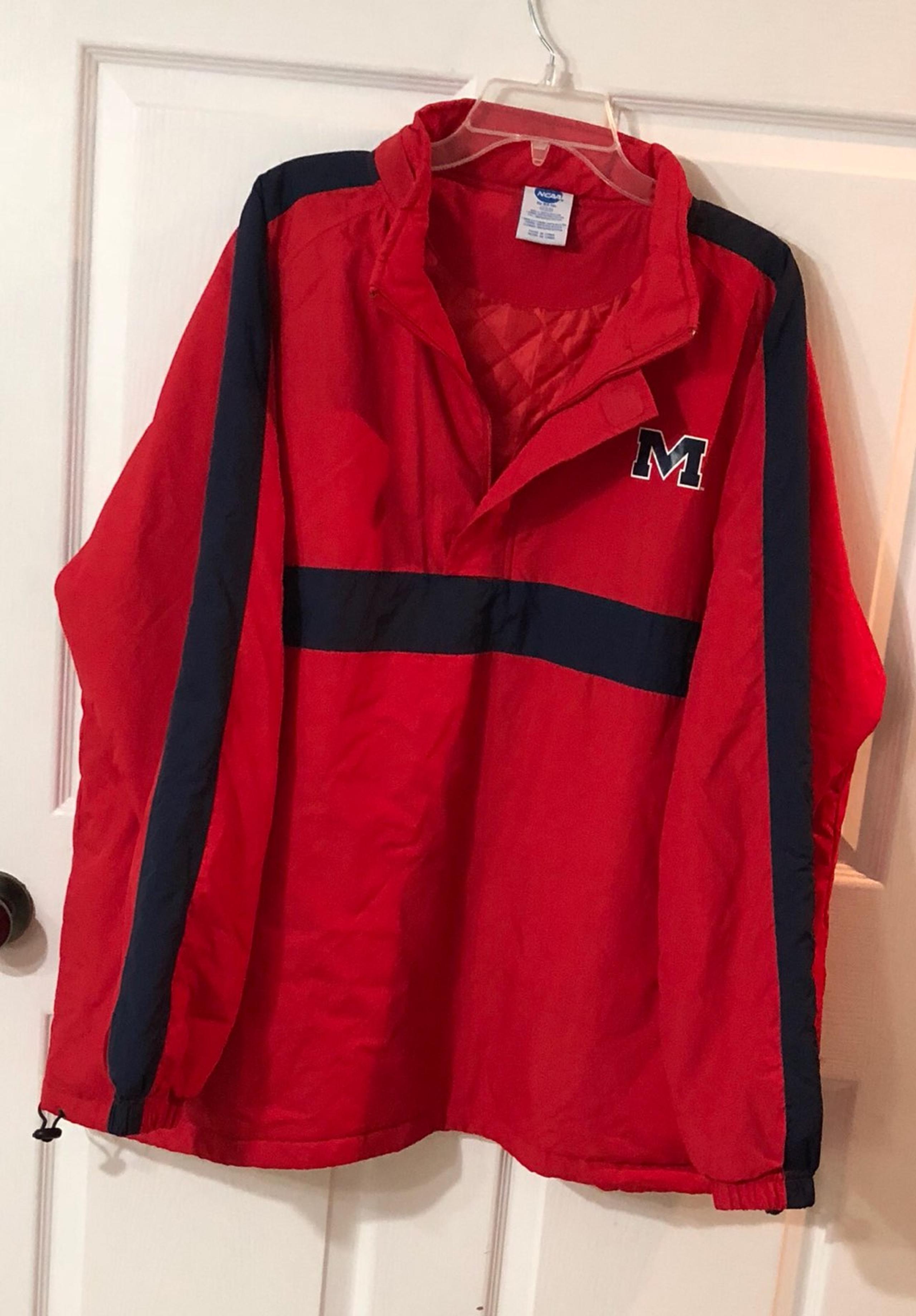 NWOT-NCAA Half Zip& Velcro Red Pullover