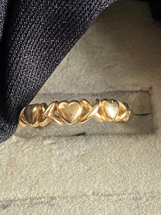 Vintage Heart XOXO 14K Gold Ring
