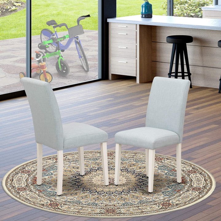 Dining Room Chairs Set of 2 Blue Upholstered Kitchen Living Room Wood Modern Far
