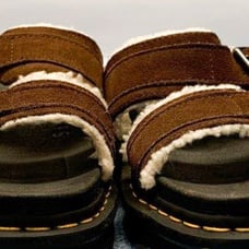Dr Martens Myles Brown Suede 2-Buckle Sandals Suede & Wool Men's Sz. 9