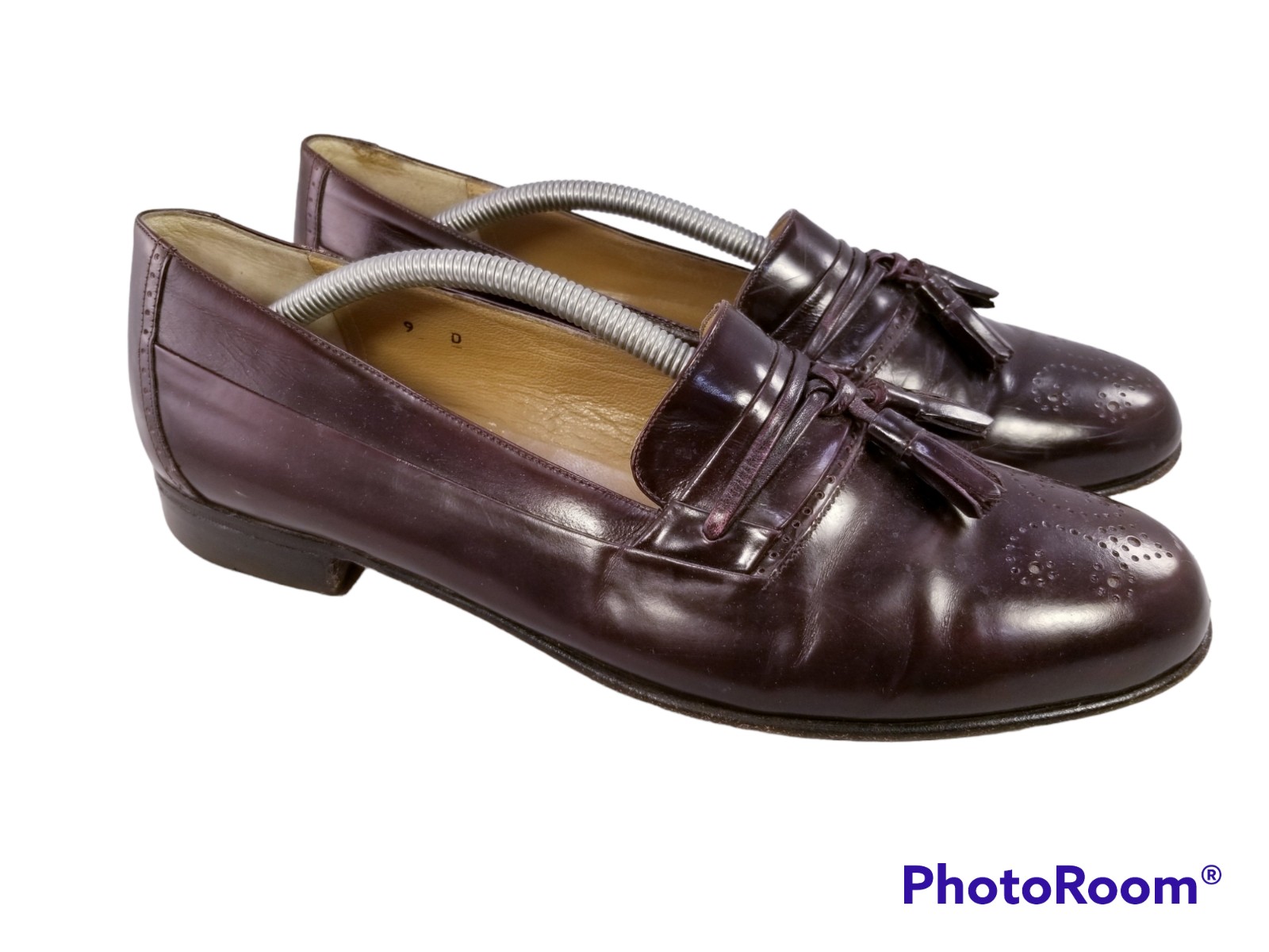 BALLY ITALIAN MEN SHOES TASSELS LOAFERS BURGUNDY SIZE 9 D *