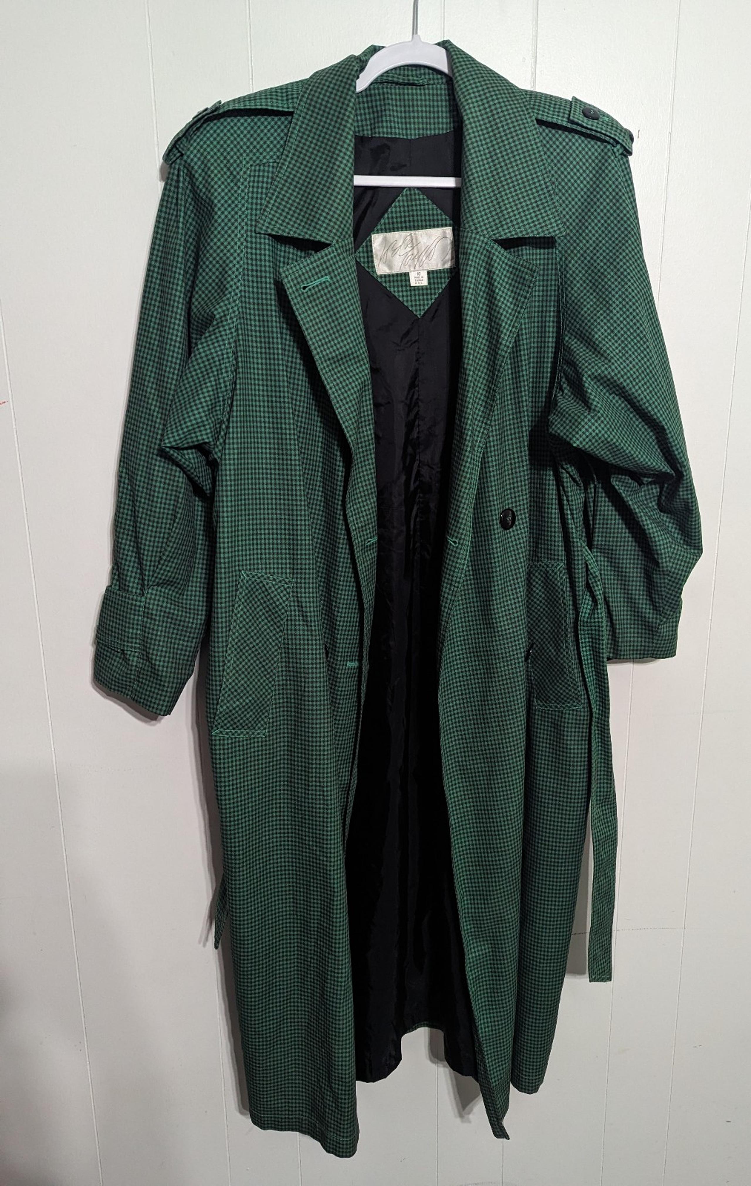 Vintage green plaid trench coat - Lord & Taylor - size 10