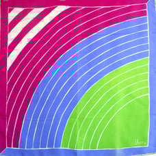 Vintage Vera Neumann silk scarf color block mod retro geometric neon green blue