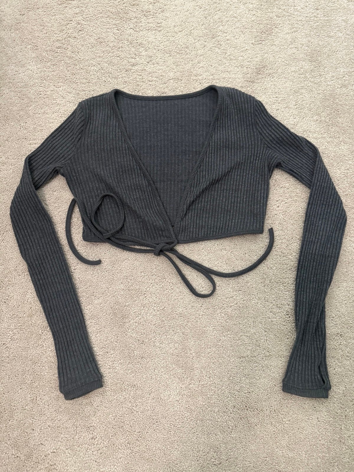 Joah Brown Ribbed Wrap Top!