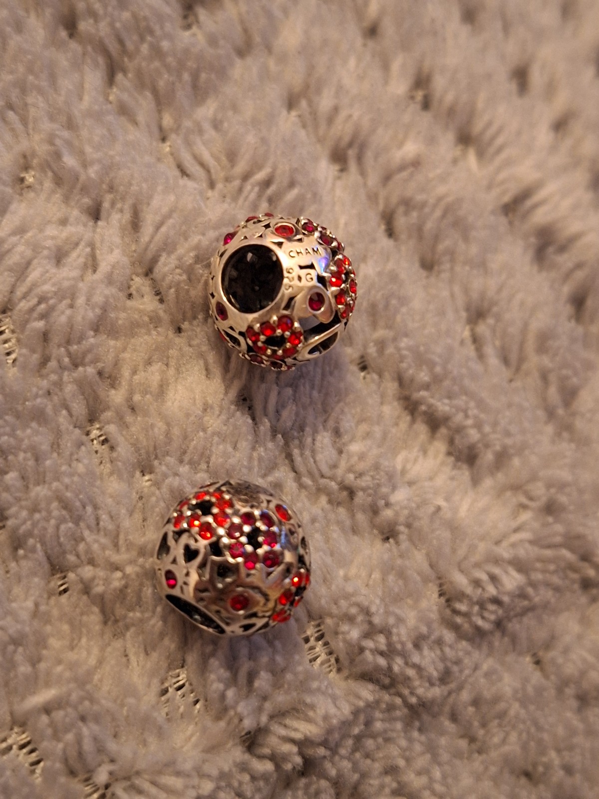 Red Chamilia Heart Spacer Charms