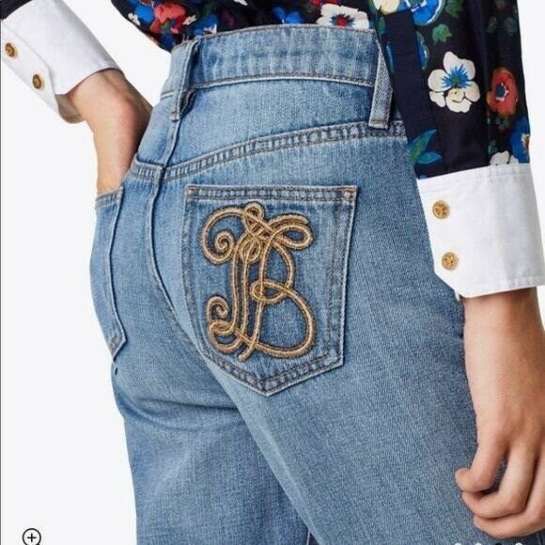 TORY BURCH Button Fly Women's Size 23 Straight Leg Jeans NEW Betsy Dusk Blue