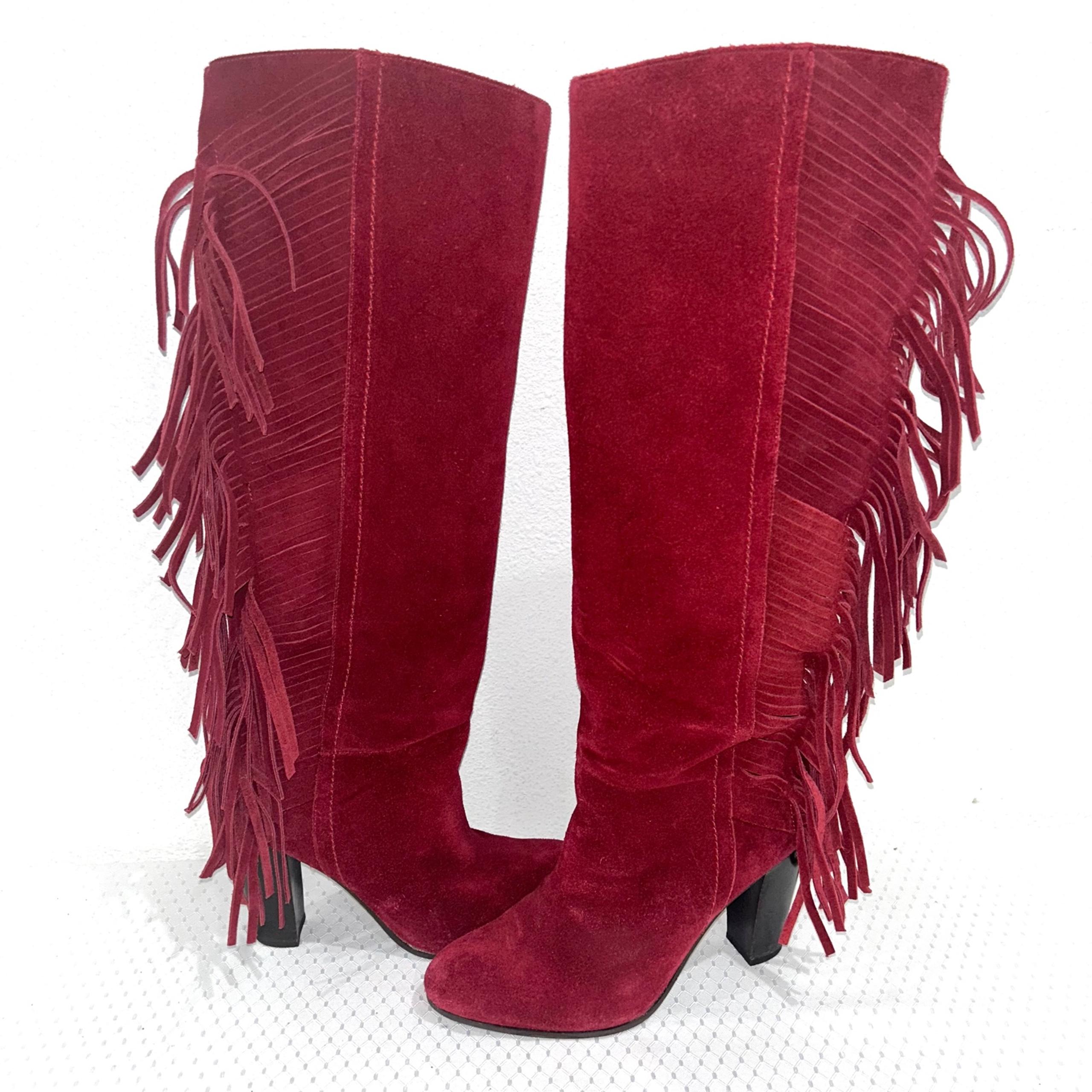 Diane Von Furstenberg Penn Suede Tall Boot Red Size 7.5