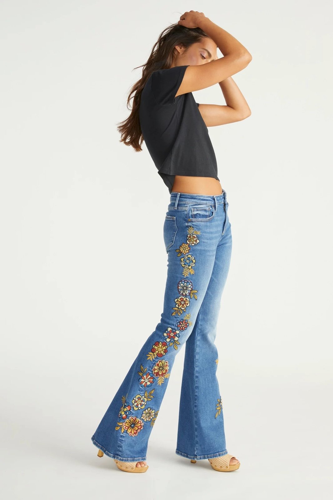 Driftwood x Free People Farrah Embroidered Marrakesh Flare Jeans sz 28