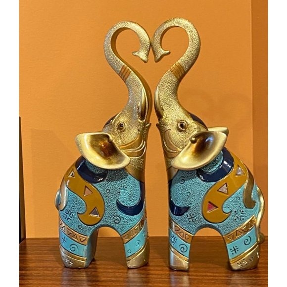 Elephant Figurines and Statues Good Luck Elephant Decor for Home 2 Pcs Medium