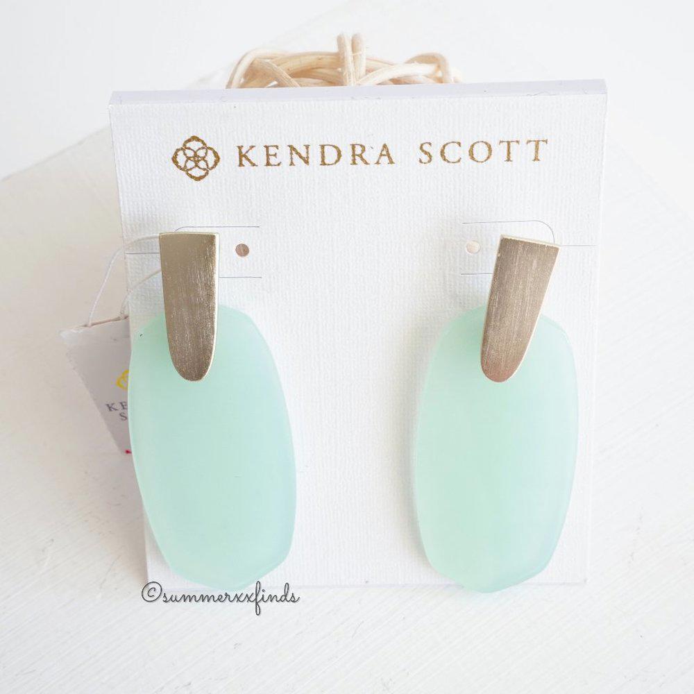 Kendra Scott Aragon Gold Drop Earrings Chalcedony